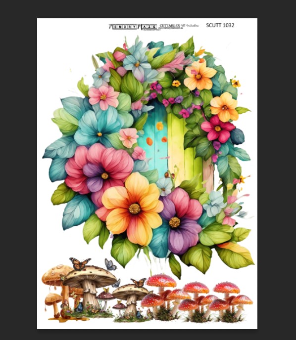 1032 floral door mushrooms , Min buy 5